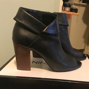 Leather peep toe booties from Nine West